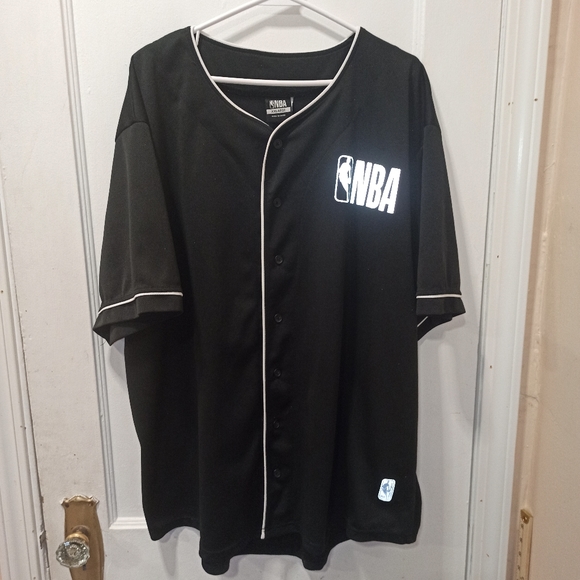 RARE NBA Brand NBA Logo Black Baseball Jersey #46 Men's Sz XXL - Picture 8 of 15